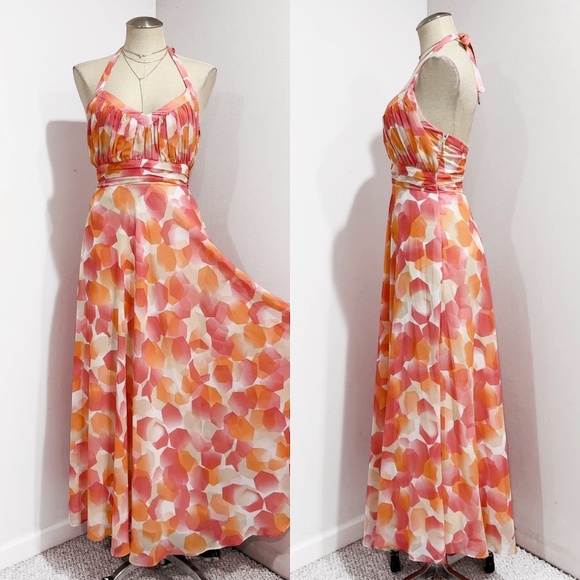 Jasper Conran Women's Peach/Pink Mix Halter Neck Long Formal Dress Size 4 - Picture 1 of 8